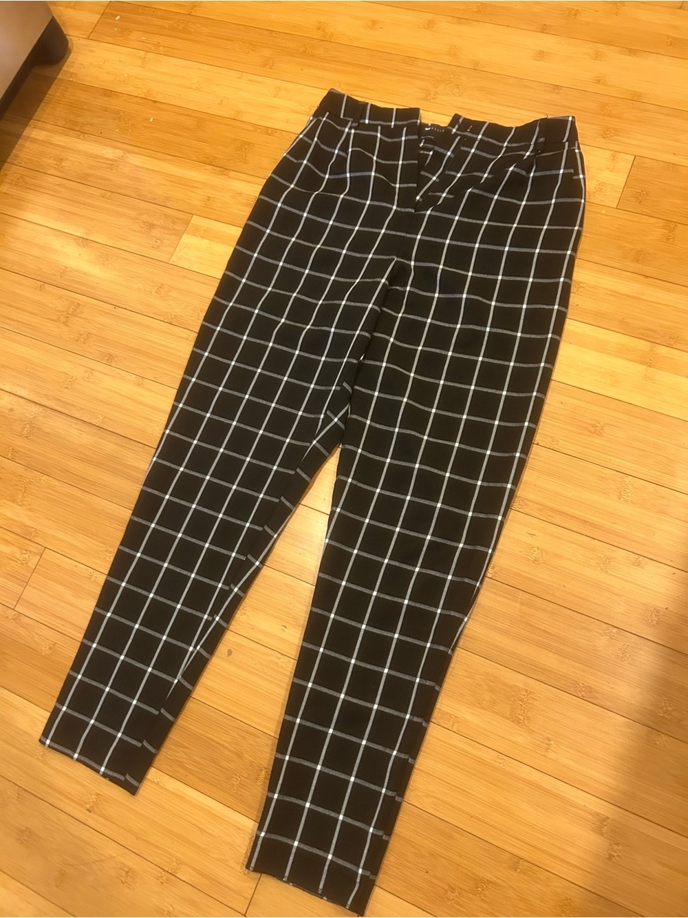 ASOS DESIGN TALL Black White Plaid Check Trousers Pants US 6